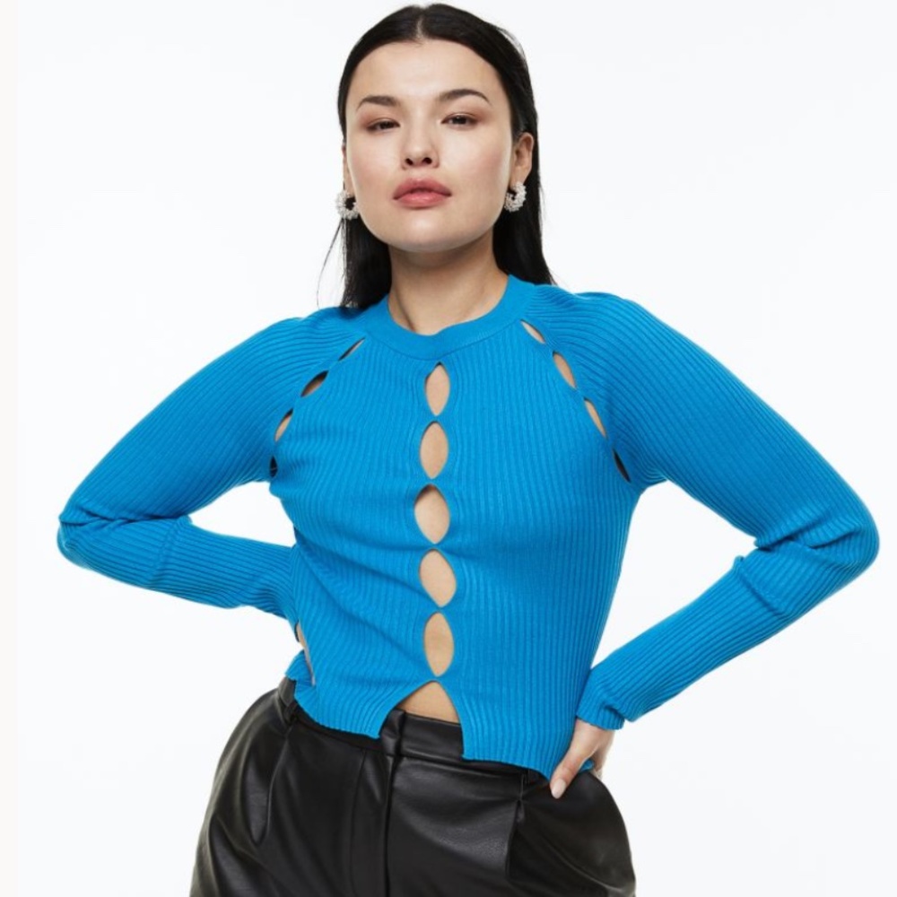 Rib-knit Cut-out Top